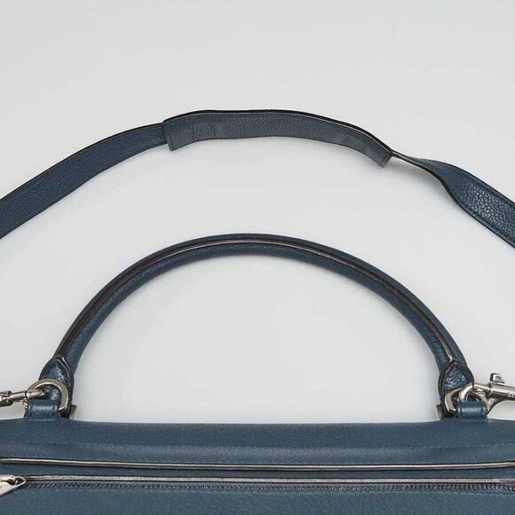 Celine Blue Pebbled Calfskin Leather and Suede Medium Trapeze Bag - Picture 8 of 10